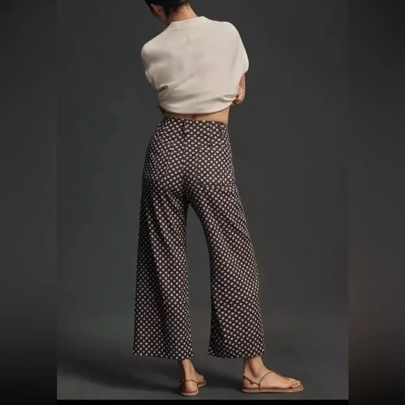 Maeve by Anthropologie The Colette Cropped Wide-Leg Pants Size 32 patterned - Picture 2 of 11